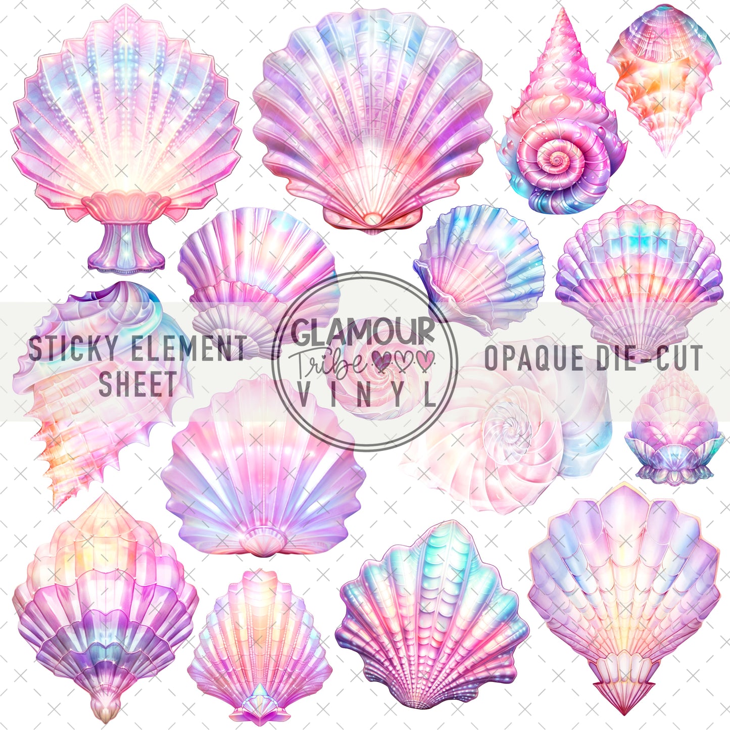 IRIDESCENT SHELLS STICKY ELEMENT SHEET