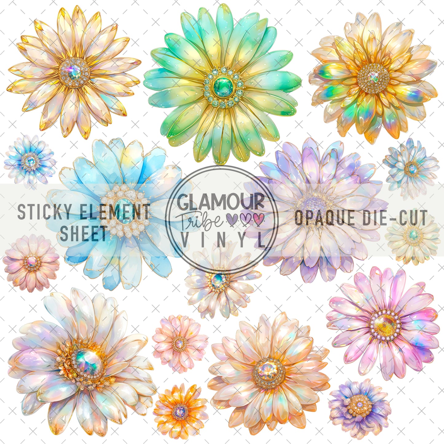 IRIDESCENT GERBERA STICKY ELEMENT SHEET