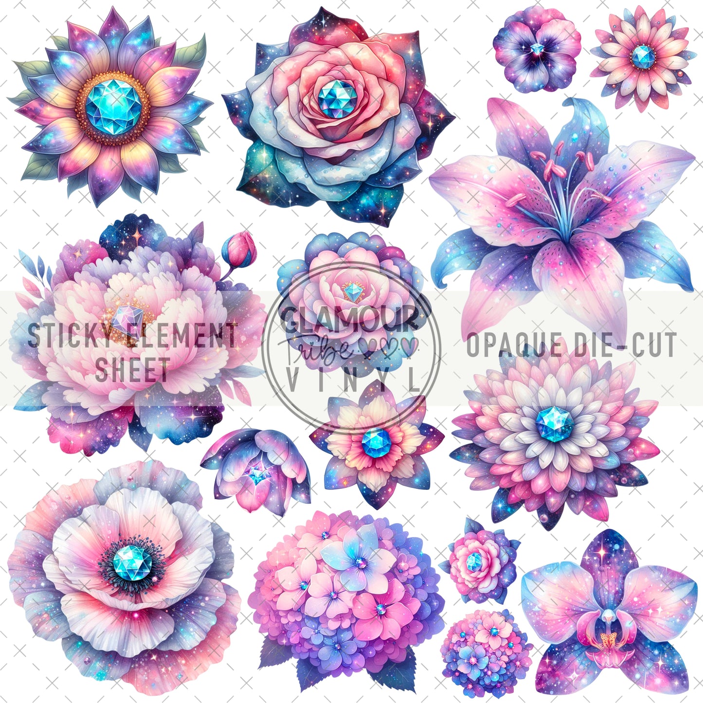 GALAXY FLORALS STICKY ELEMENT SHEET