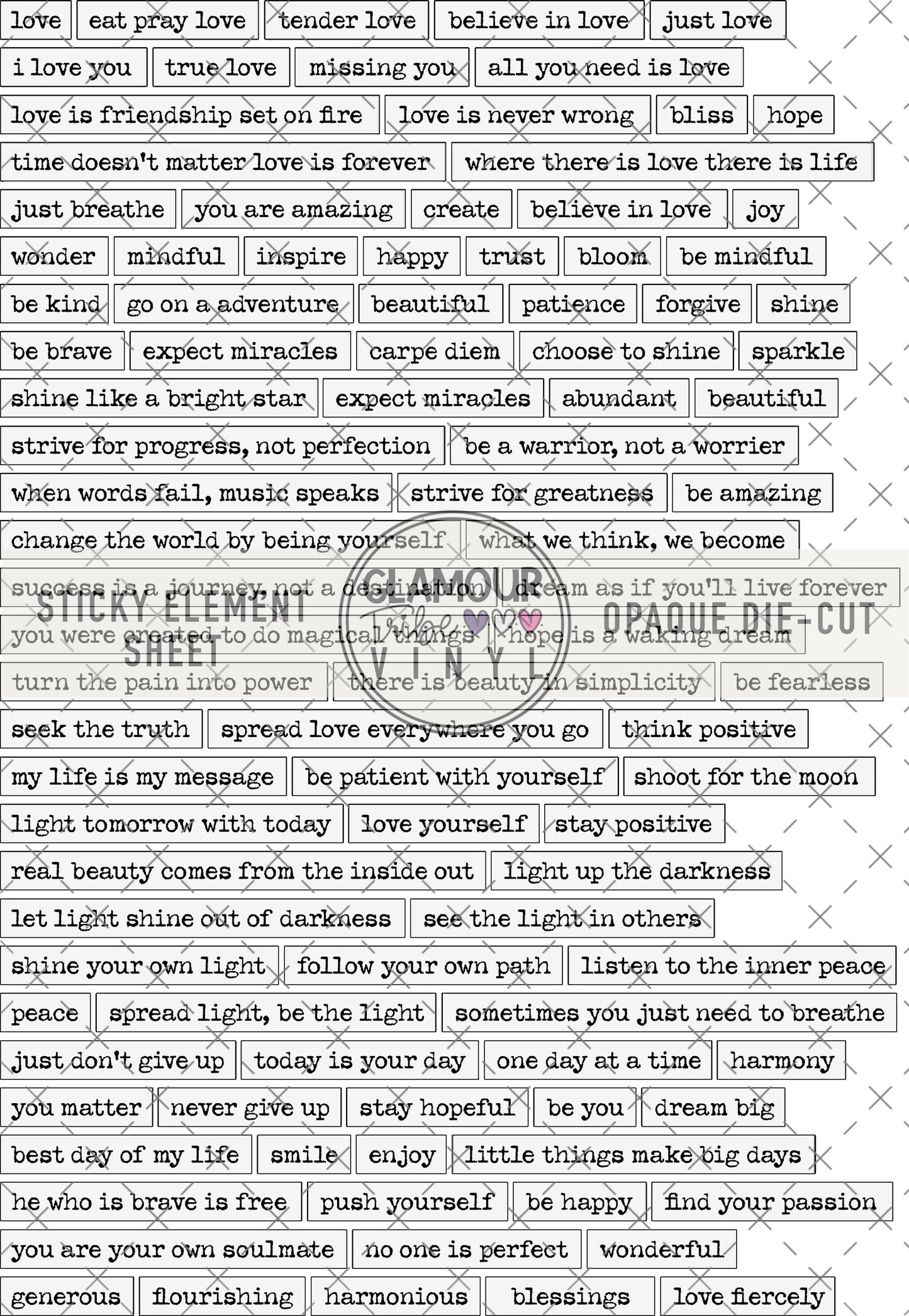 POSITIVE WORDS 8”X11” STICKY ELEMENT SHEET