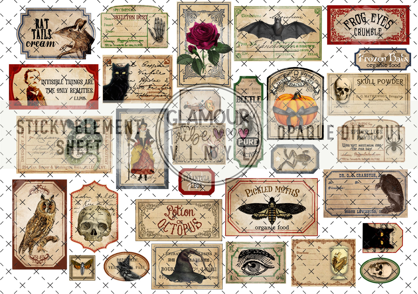 CREEPY 1 8”X11” STICKY ELEMENT SHEET