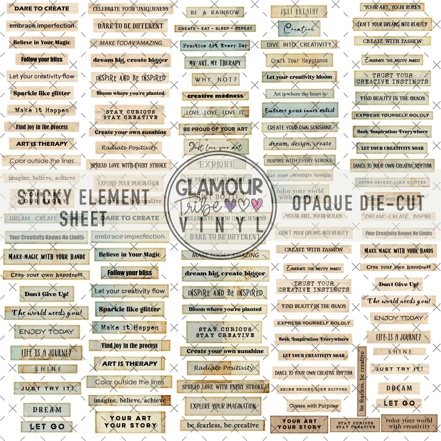 INSPIRED WORDS STICKY ELEMENT SHEET