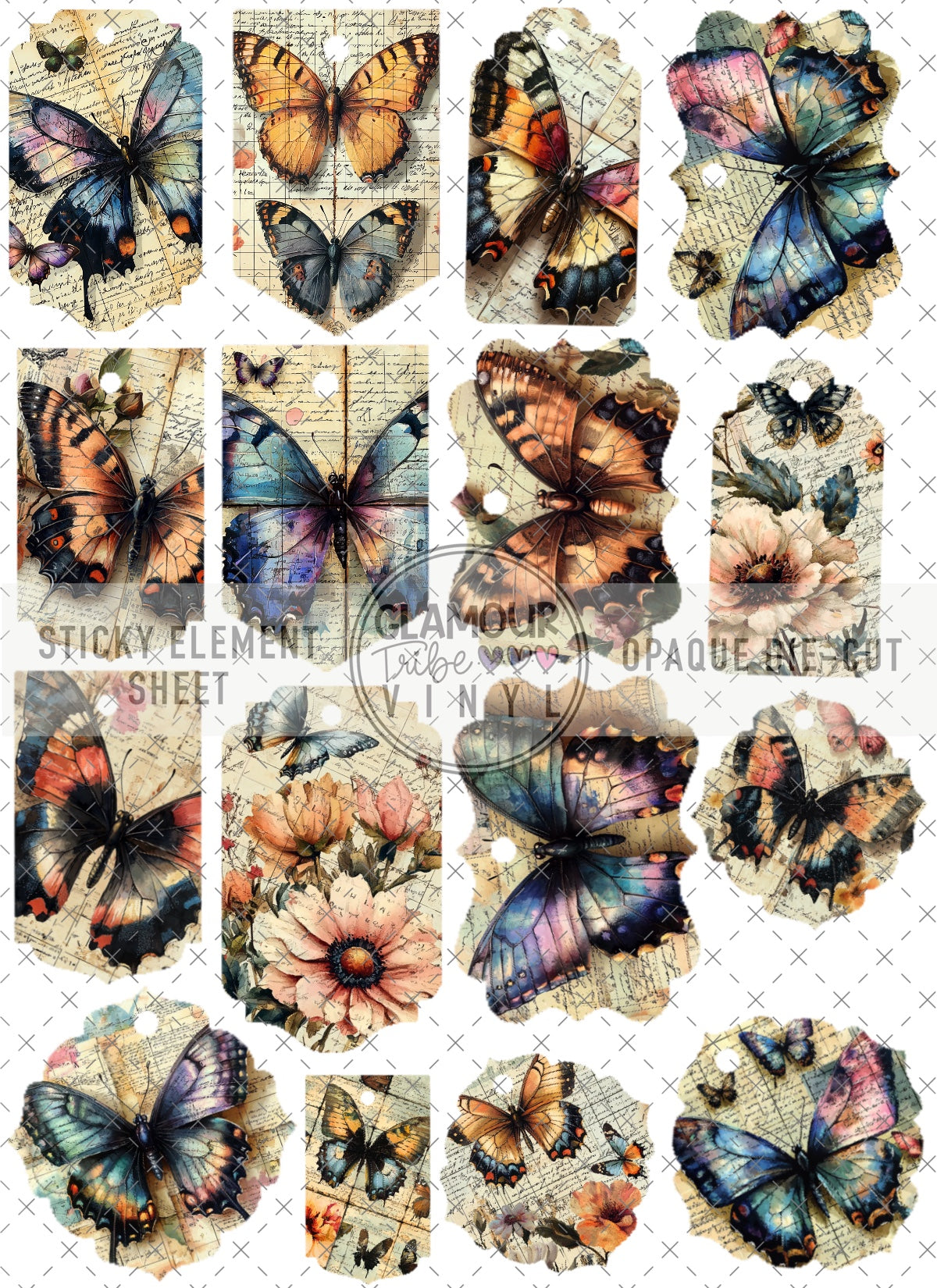 BUTTERFLY TAGS STICKY ELEMENT SHEET