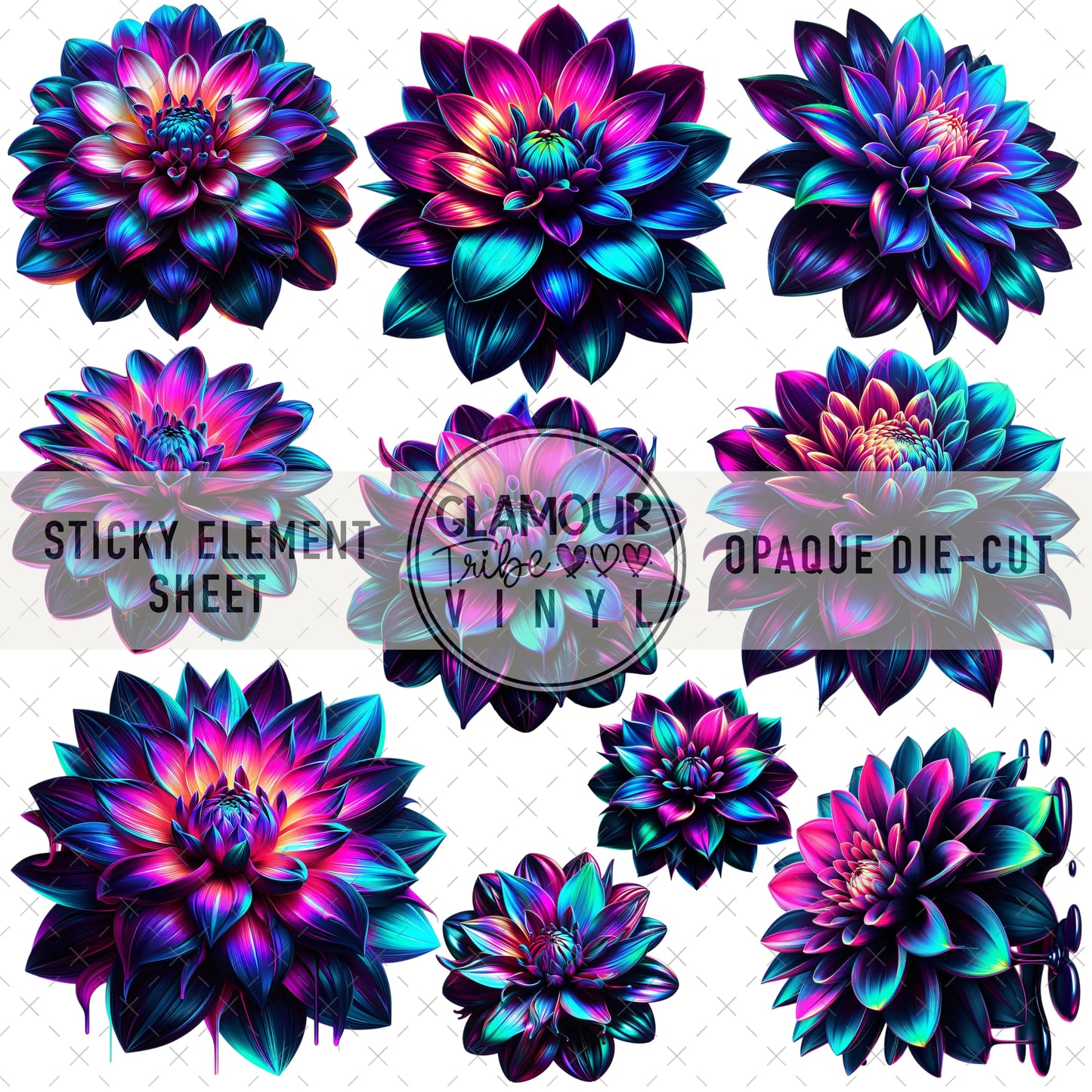 OIL SLICK DAHLIA STICKY ELEMENT SHEET