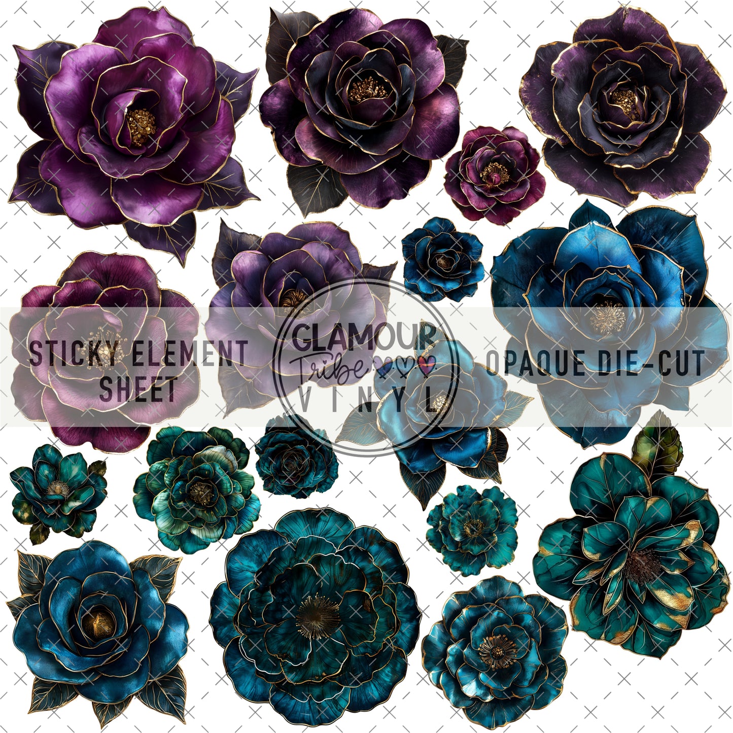 JEWEL TONE FLORALS STICKY ELEMENT SHEET