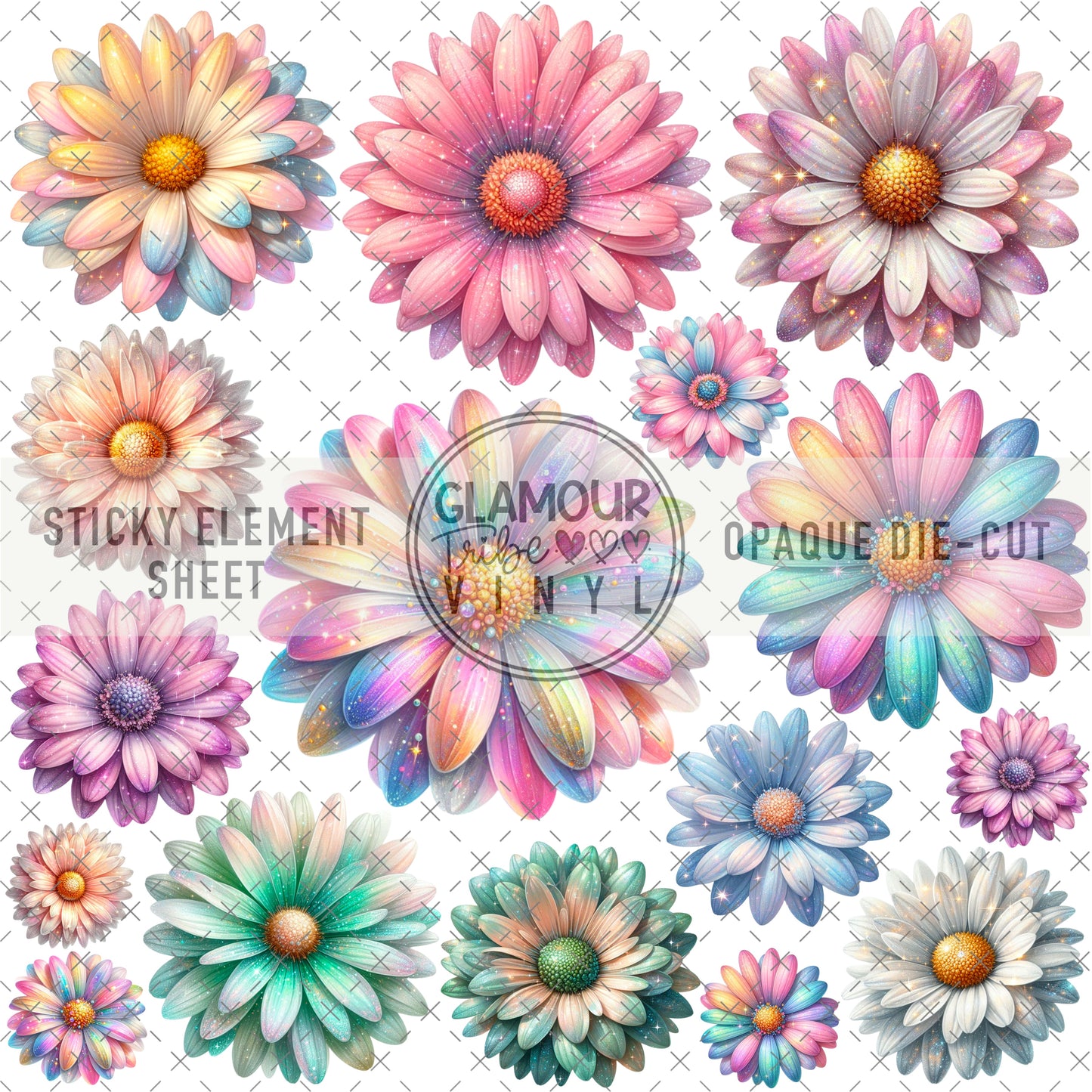 PASTEL GERBERA STICKY ELEMENT SHEET