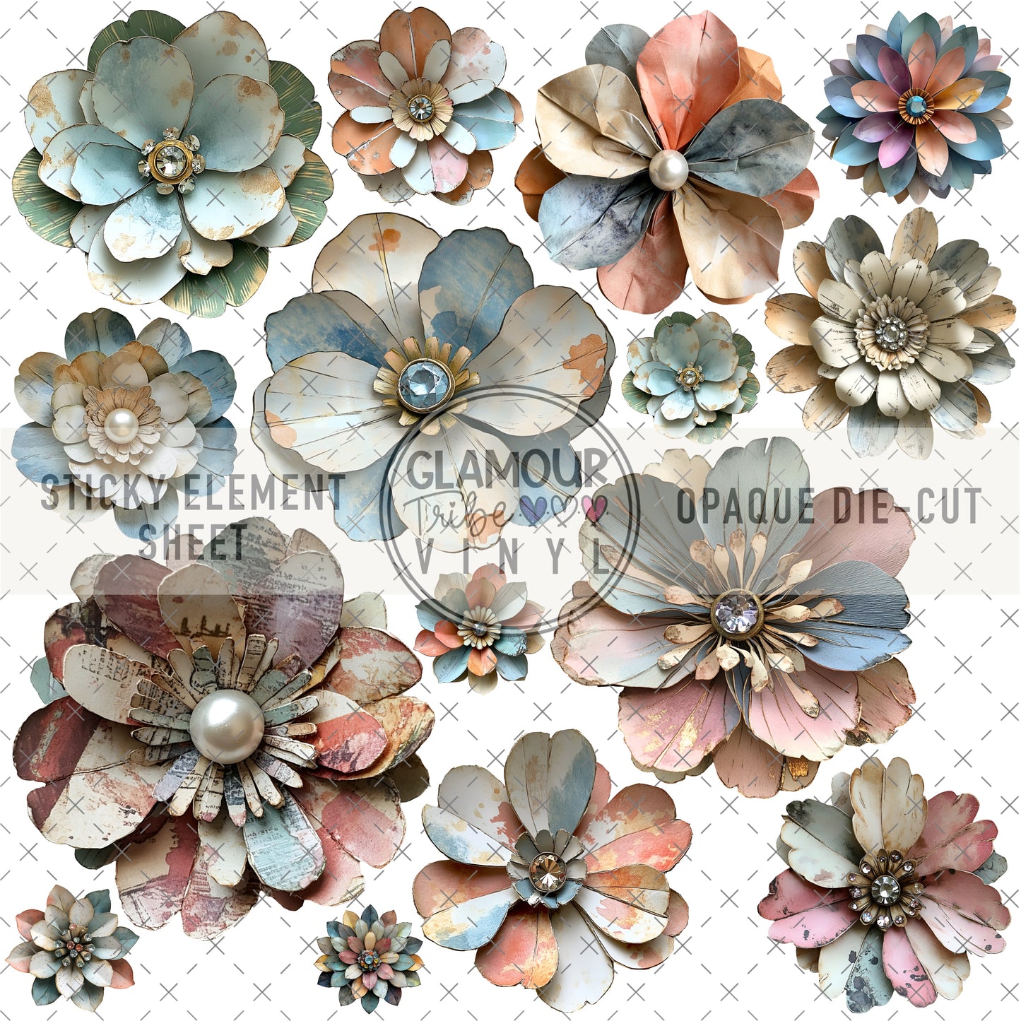 PAPER FLORALS STICKY ELEMENT SHEET