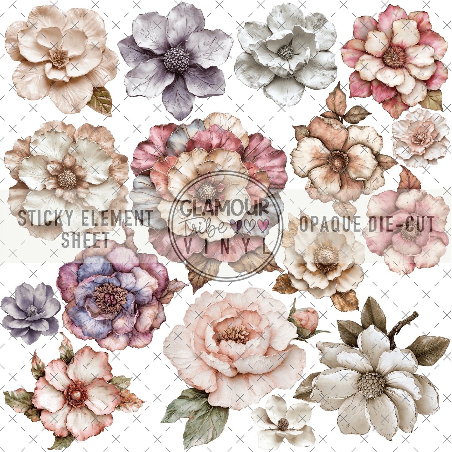 MAGNOLIA BLOSSOMS STICKY ELEMENT SHEET