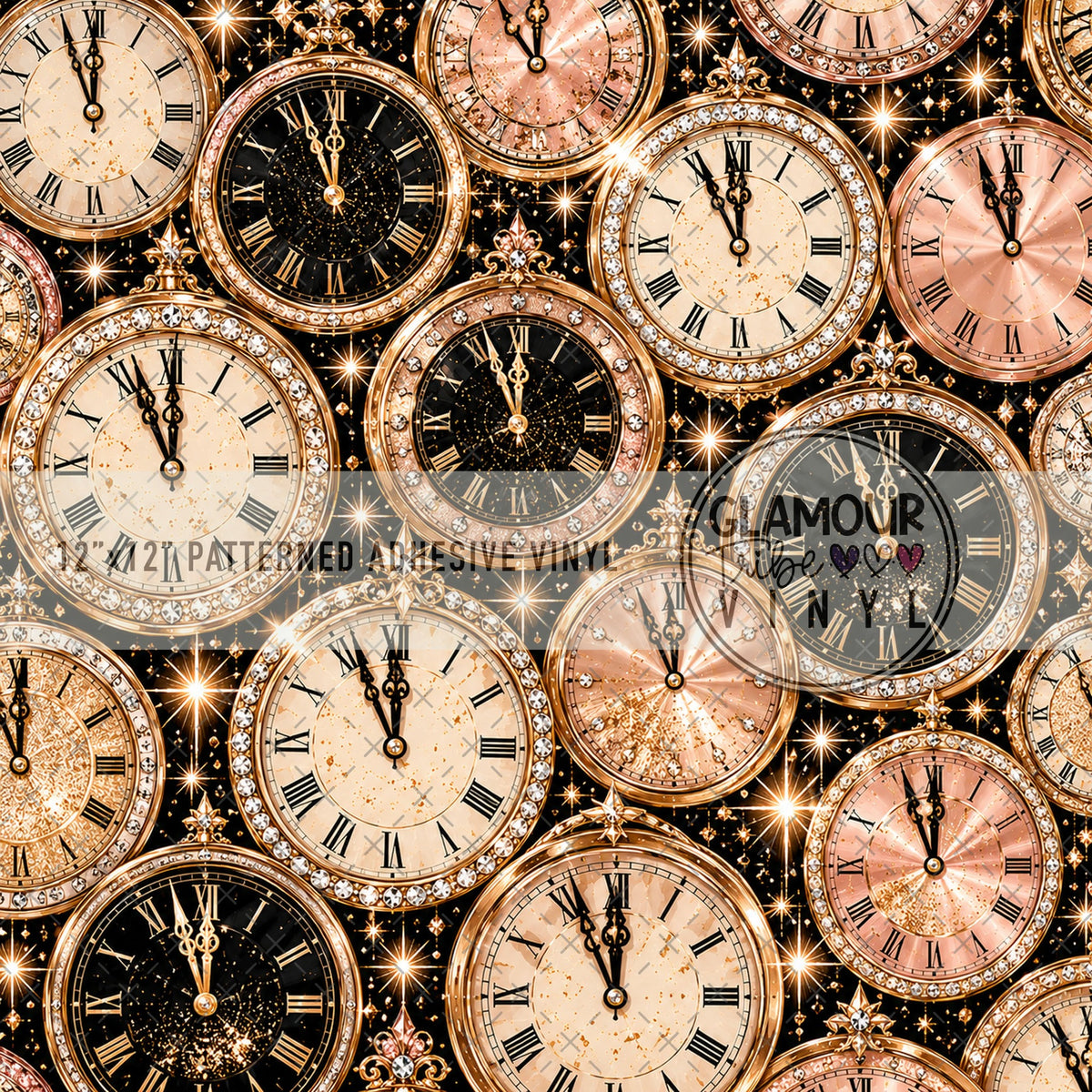New Years Clocks by The Fancy Pelican patterned adhesive vinyl