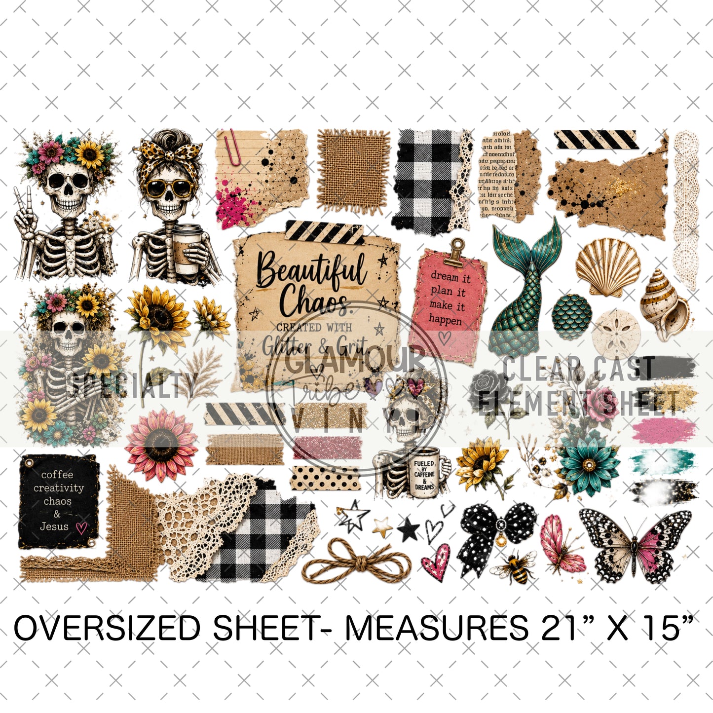 GLITTER & GRIT CLEAR CAST ACCENT SHEET