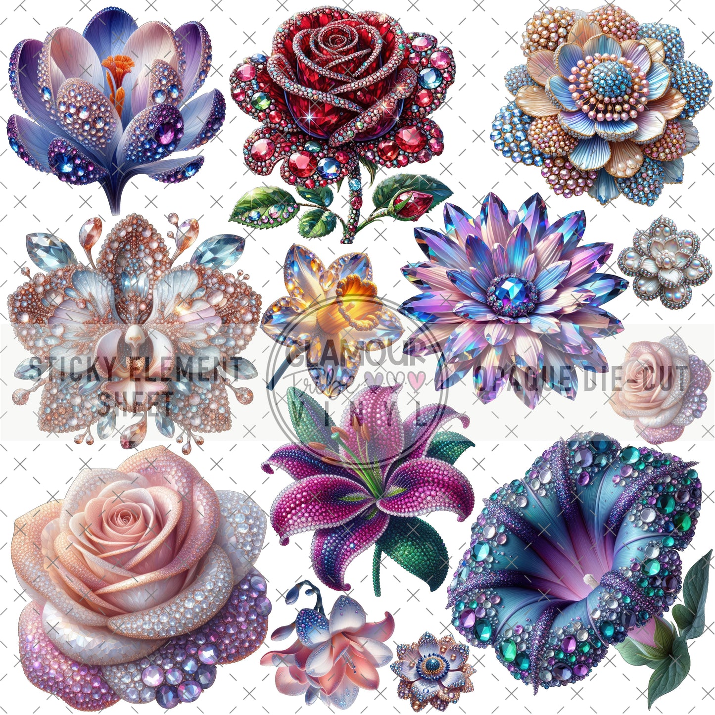 JEWEL FLORALS 2 STICKY ELEMENT SHEET