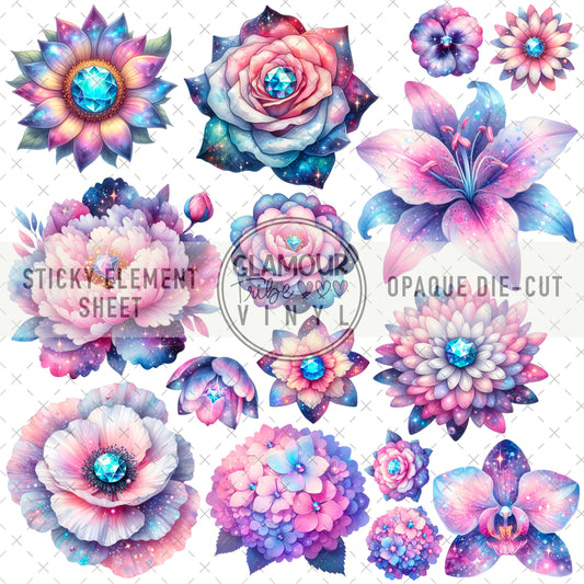 GALAXY FLORALS STICKY ELEMENT SHEET