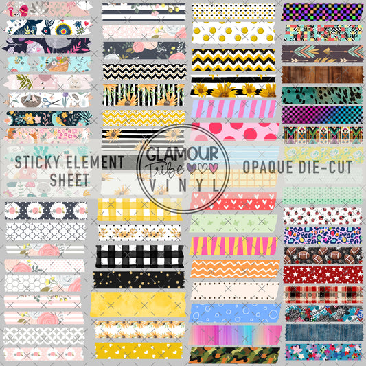 OPAQUE WASHI TAPE STICKY ELEMENT SHEET