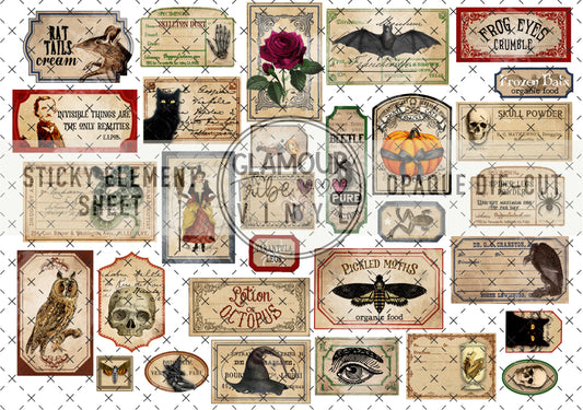 CREEPY 1 8”X11” STICKY ELEMENT SHEET