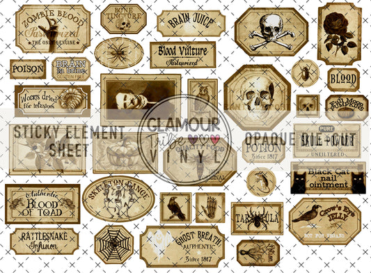 CREEPY 2 8”X11” STICKY ELEMENT SHEET