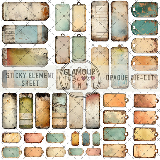 GRUNGE TAGS STICKY ELEMENT SHEET