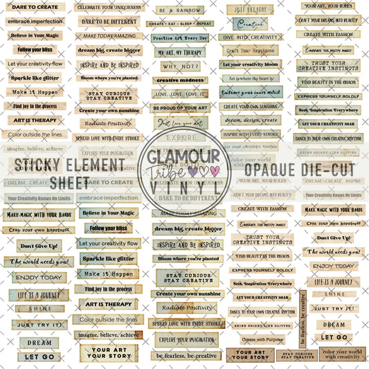 INSPIRED WORDS STICKY ELEMENT SHEET