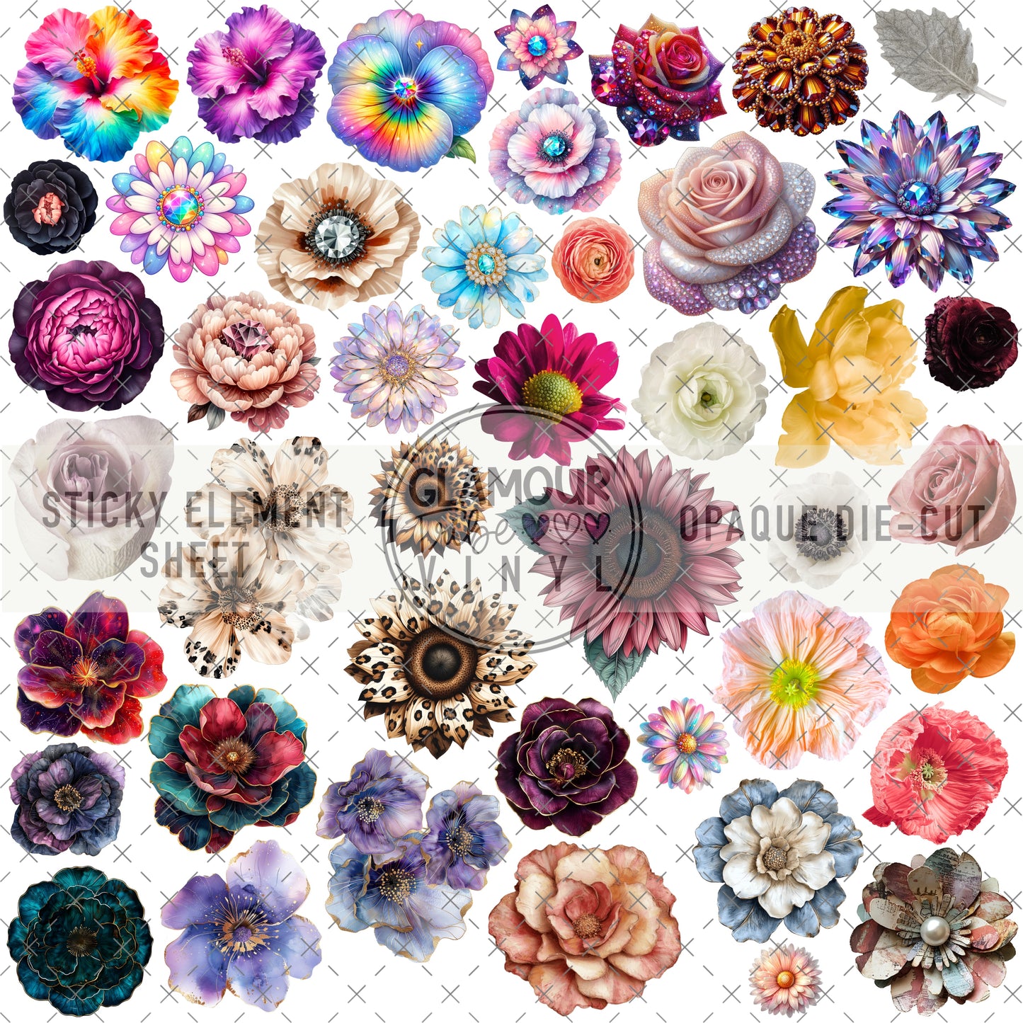 SMALL FLORAL VARIETY STICKY ELEMENT SHEET