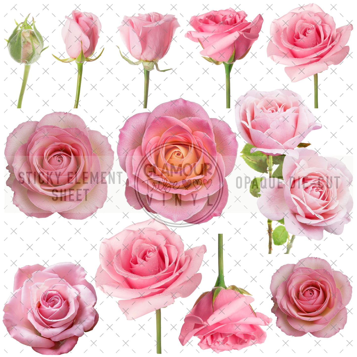 PINK ROSES STICKY ELEMENT SHEET