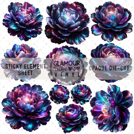 GALAXY PEONIES STICKY ELEMENT SHEET