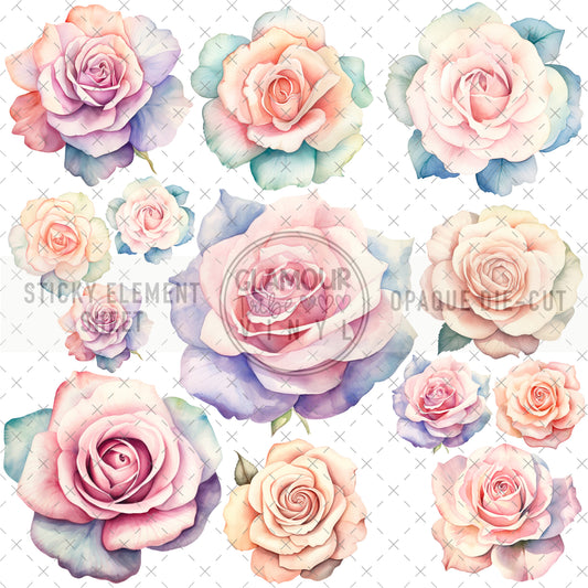SOFT ROSES STICKY ELEMENT SHEET