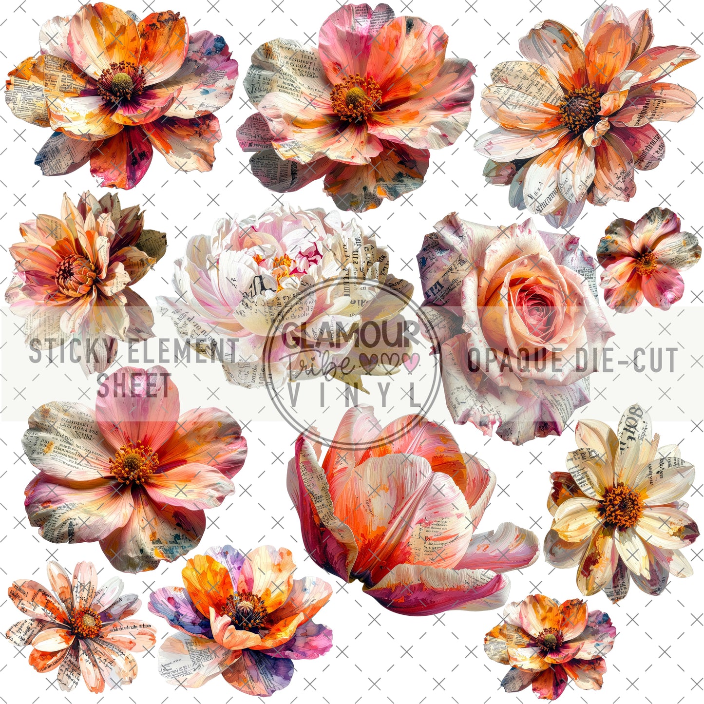 BOOKISH FLORALS STICKY ELEMENT SHEET