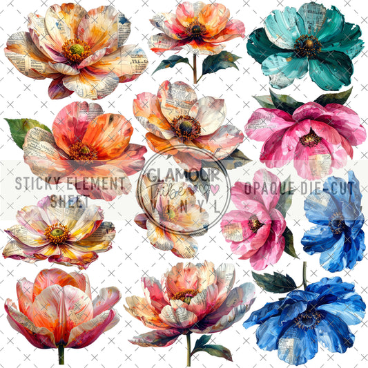 BOOKISH FLORALS 2 STICKY ELEMENT SHEET