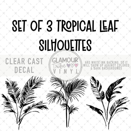SET OF 3 TROPICAL LEAF SILHOUETTES