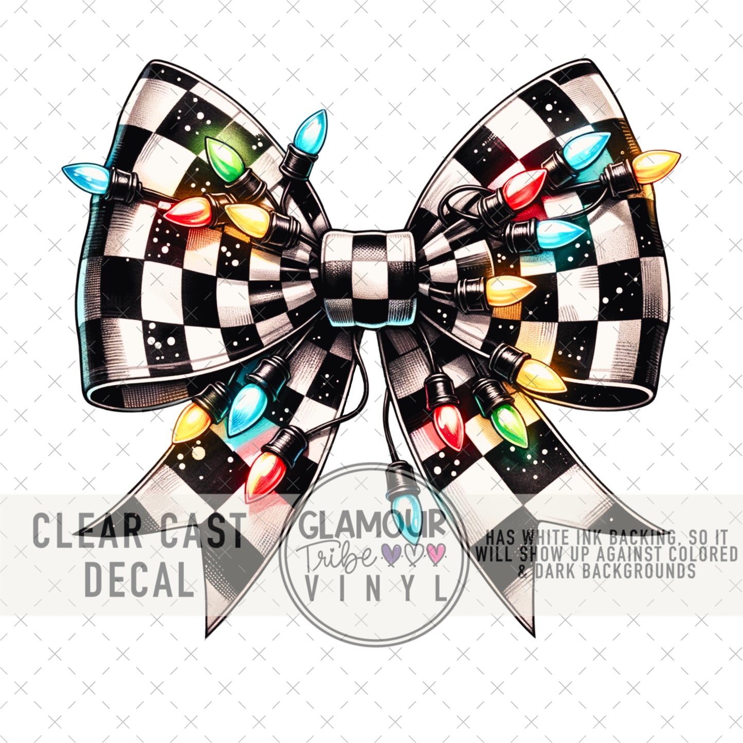 CHECKERED XMAS LIGHTS BOW 1