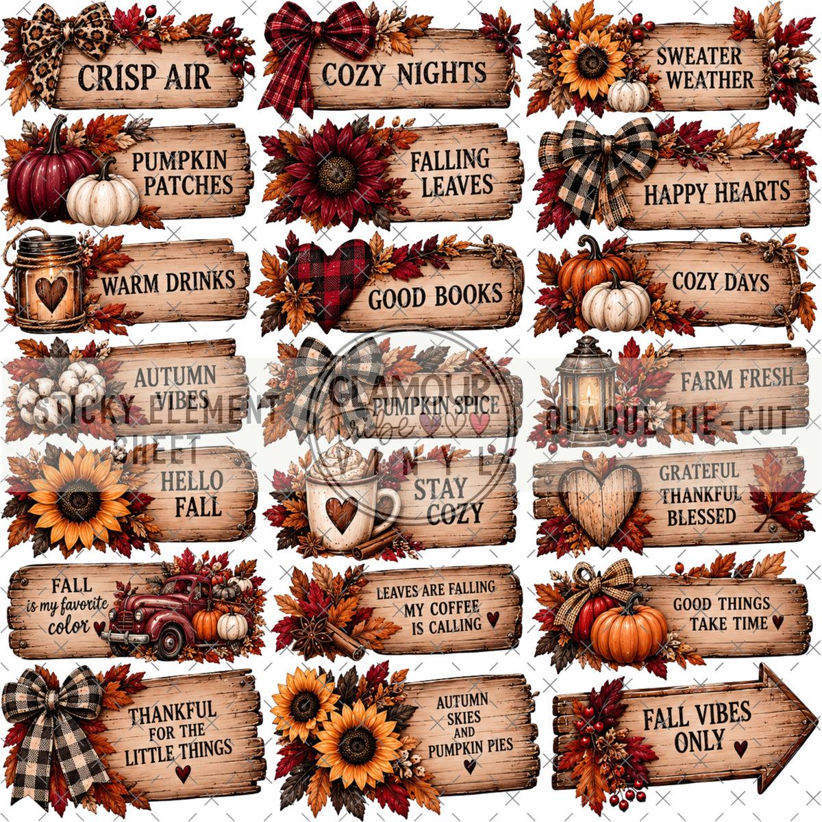 SIGNS OF FALL STICKY ELEMENT SHEET
