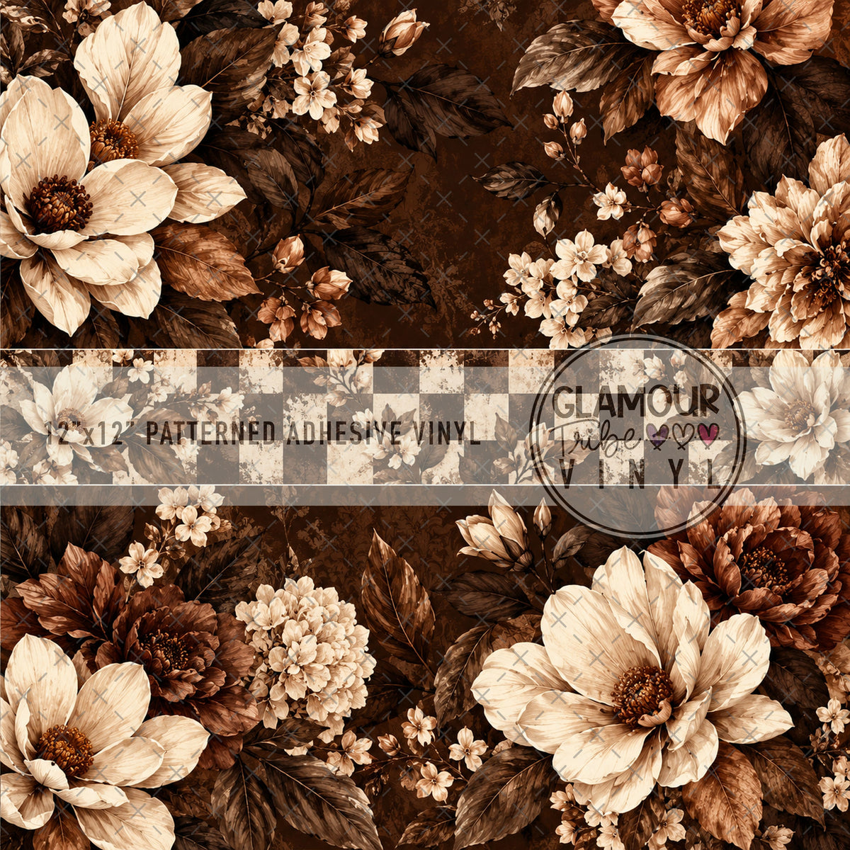 FANCY PELICAN ESPRESSO CHECK BLOOMS DIVIDE