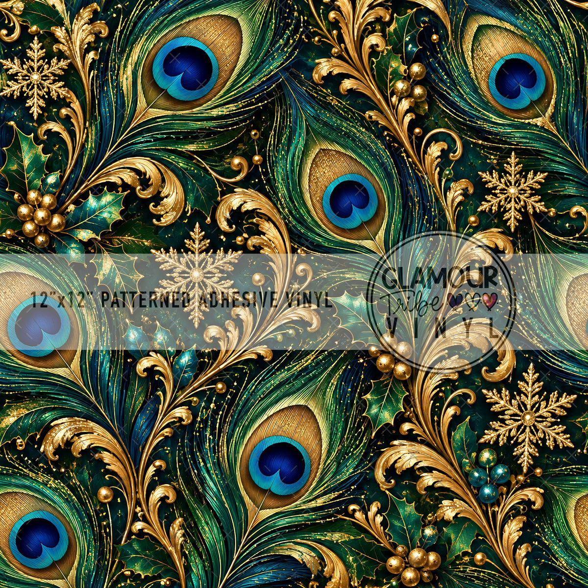 feathered fortune Christmas patterned adhesive vinyl