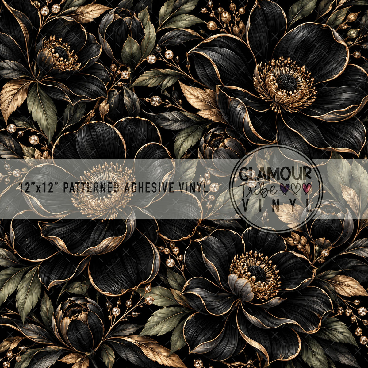New Years Black Blooms by The Fancy Pelican patterned adhesive vinyl