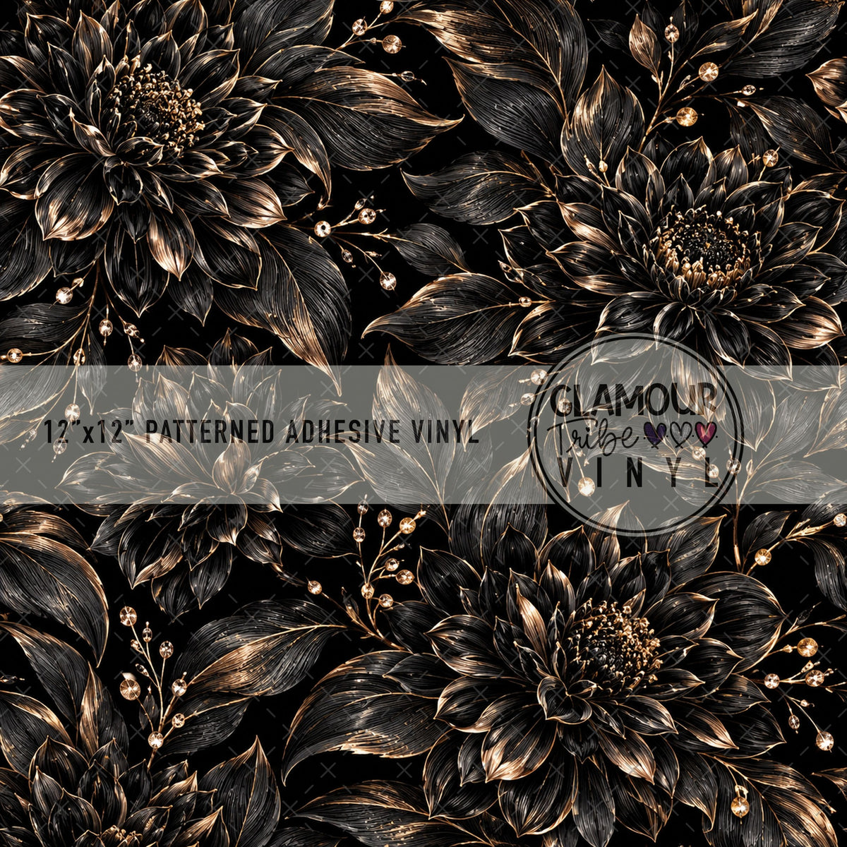 New Years Black Dahlias by The Fancy Pelican patterned adhesive vinyl