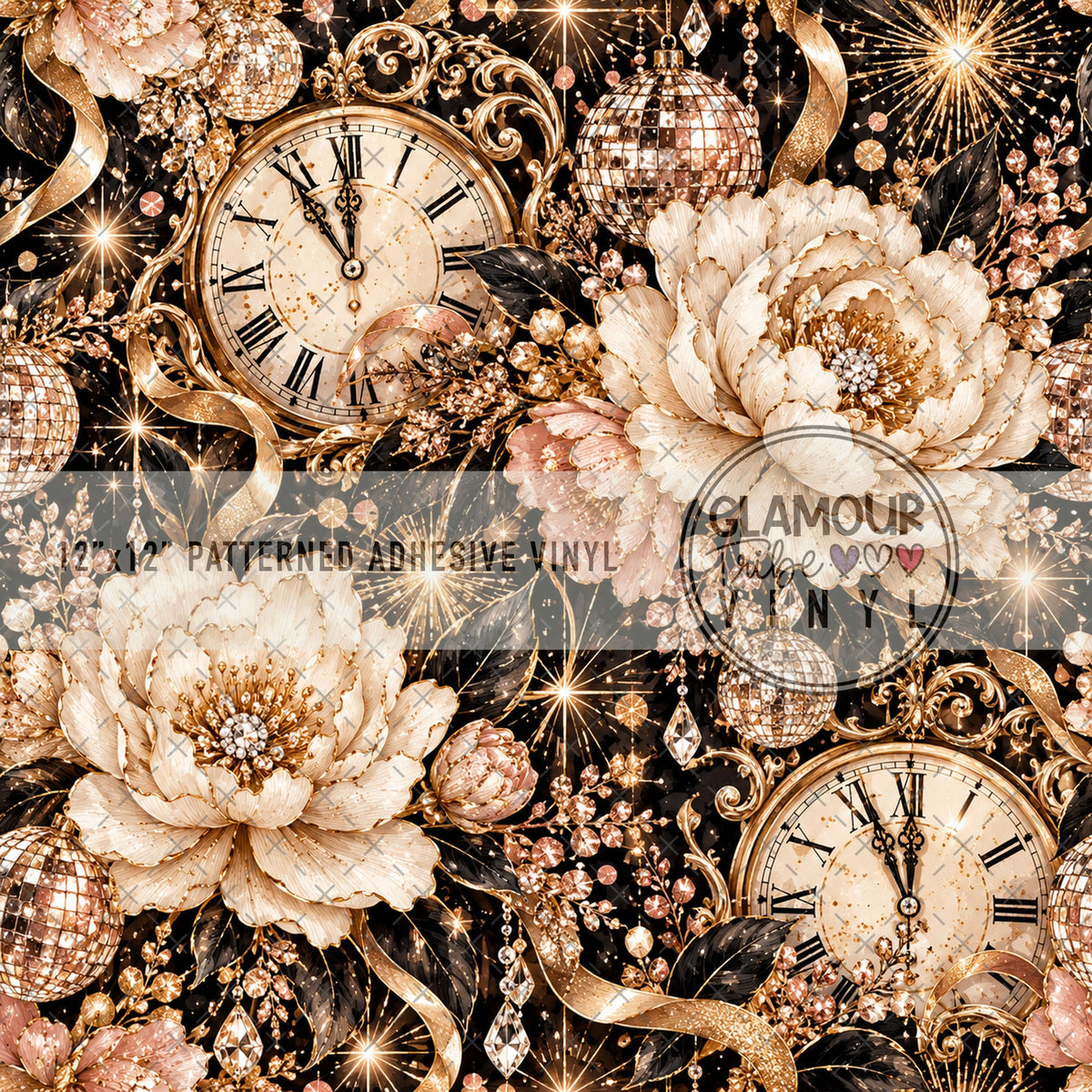 New Years Midnight Floral by The Fancy Pelican patterned adhesive vinyl
