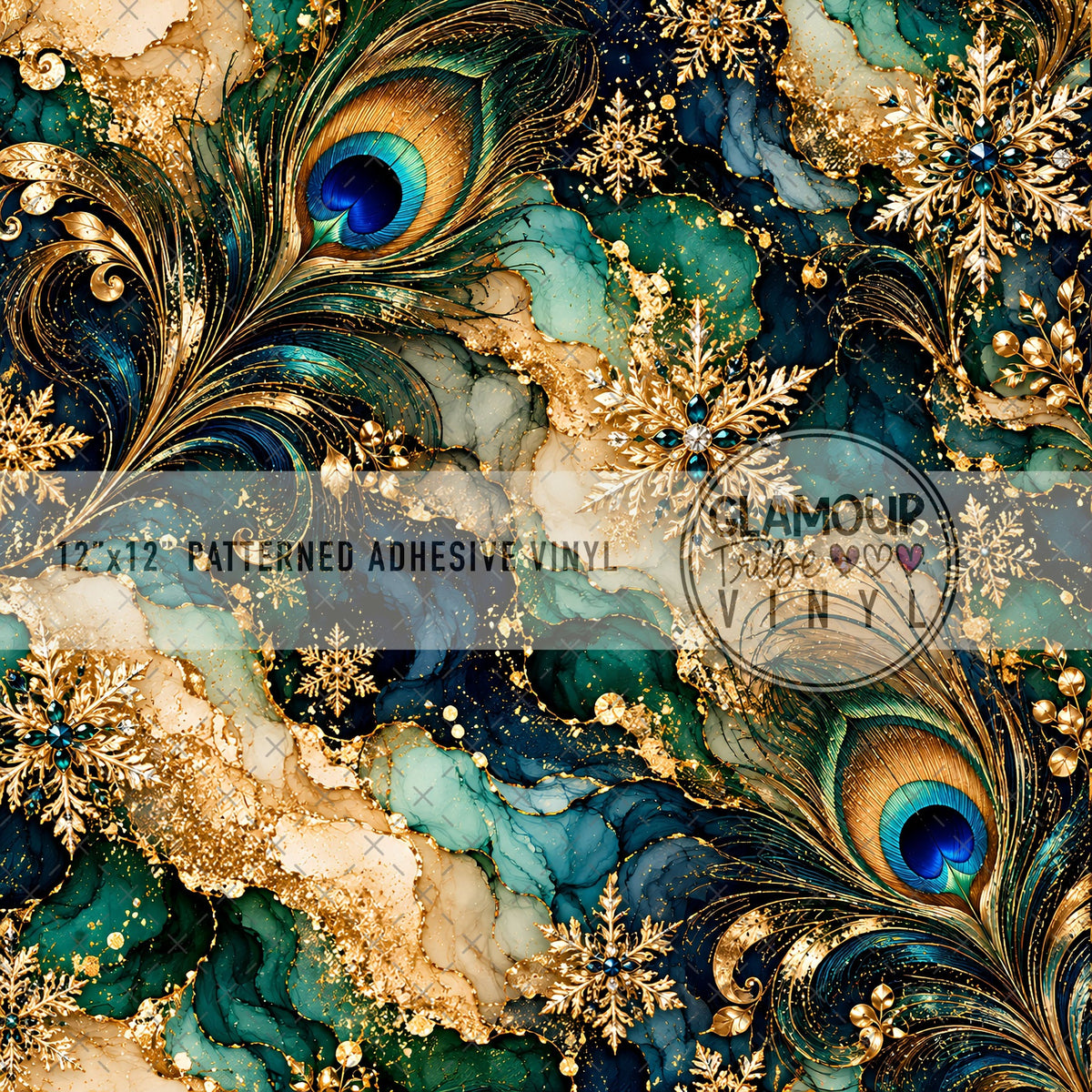 patina plumes Christmas patterned adhesive vinyl