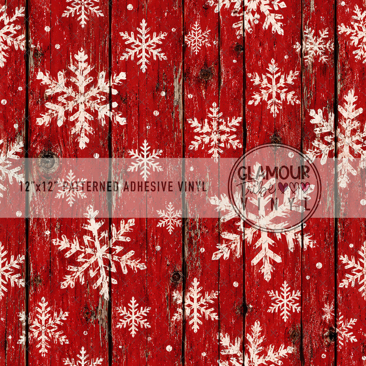 Snow on Scarlet patterned vinyl