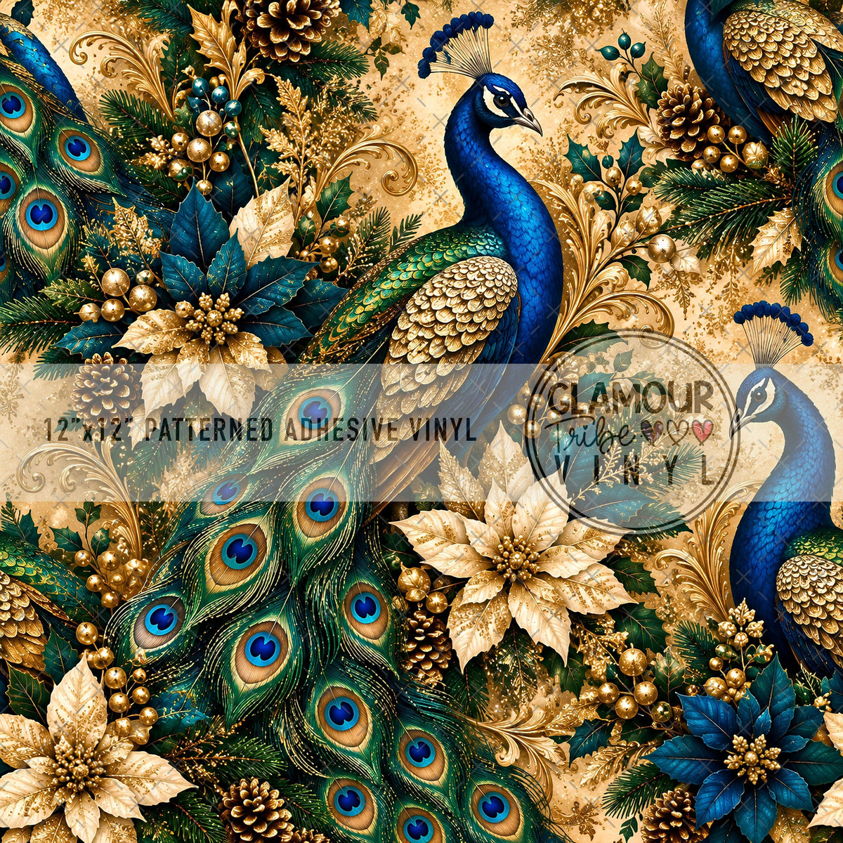 the royal aviary Christmas patterned adhesive vinyl
